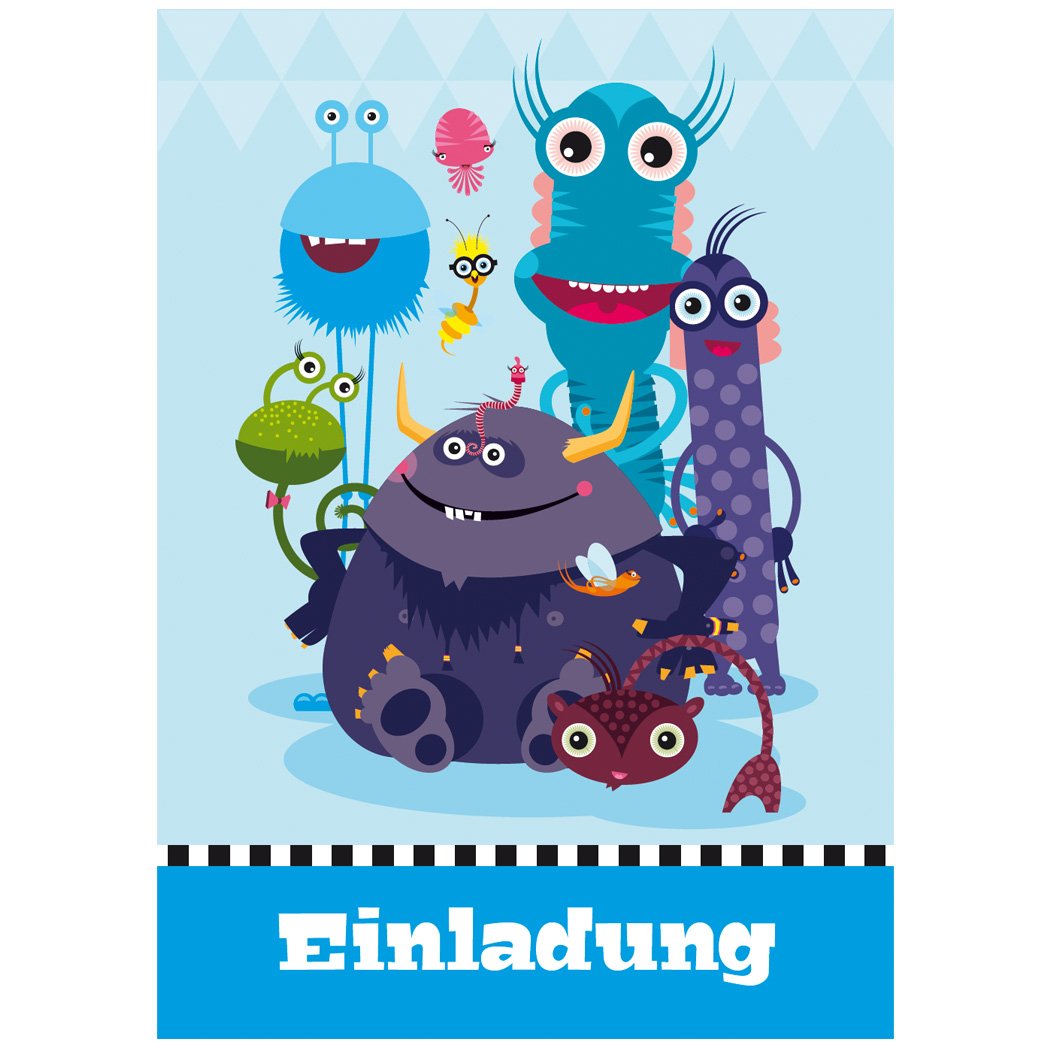 Uitnodigingskaarten kinderverjaardag (Duits) Monstercrew