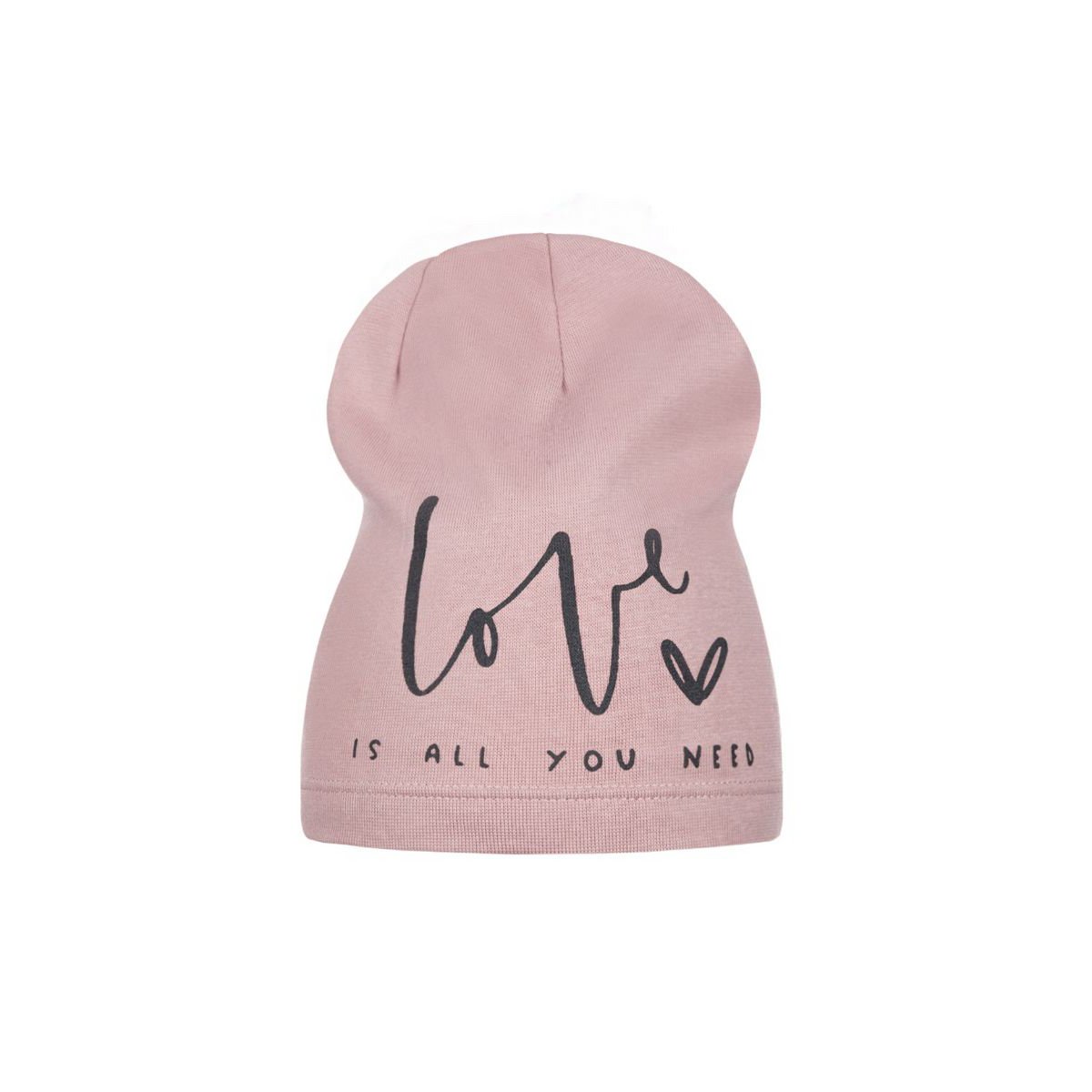 Czapka dziewczęca beanie LOVE DUSTY PINK