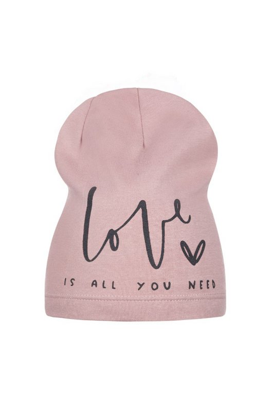 Czapka dziewczęca beanie LOVE DUSTY PINK