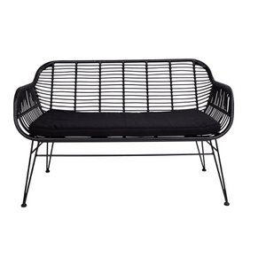 Trieste Sofa - Sofa in polyrattan with cushion, black with black legs
