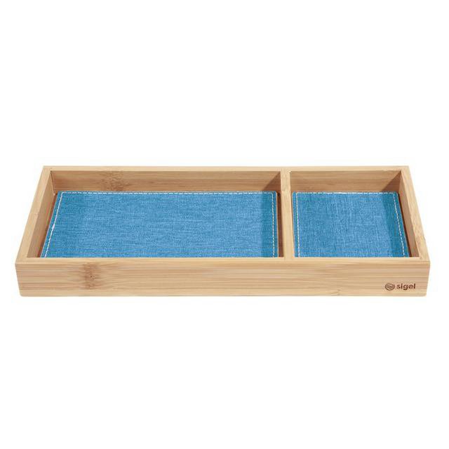 Boîte à stylos EYE STYLE bambou 245x109x25mm avec incrustation gris-bleu clair