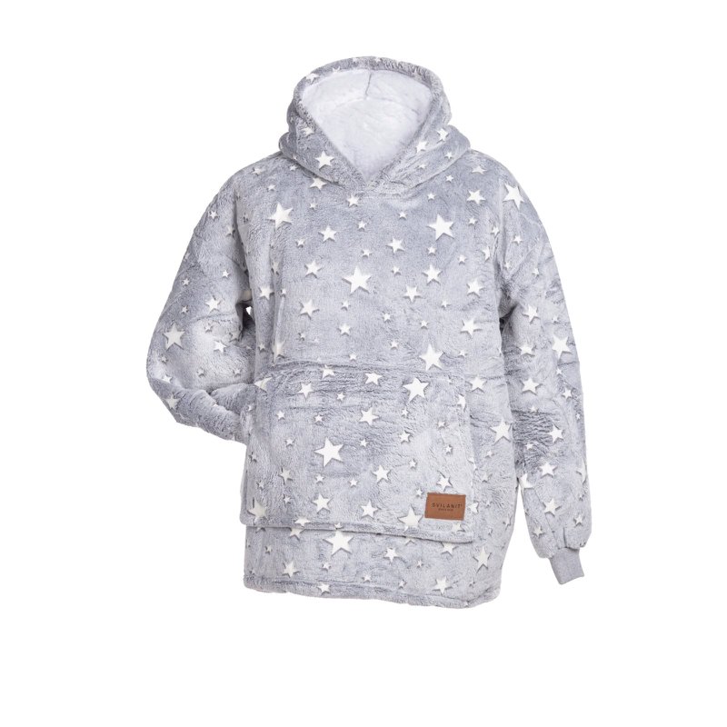 Vitapur - Hoodie deken + sokken kind - Sterren Neon
