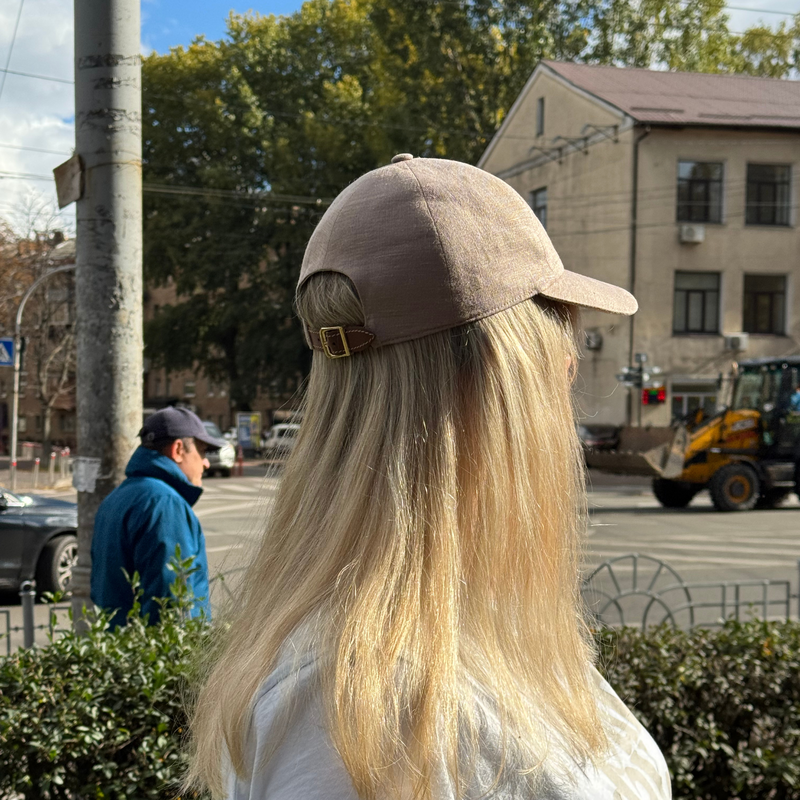 Gorra de béisbol de lino beige capuchino | Gorra neutra minimalista | Estructura blanda