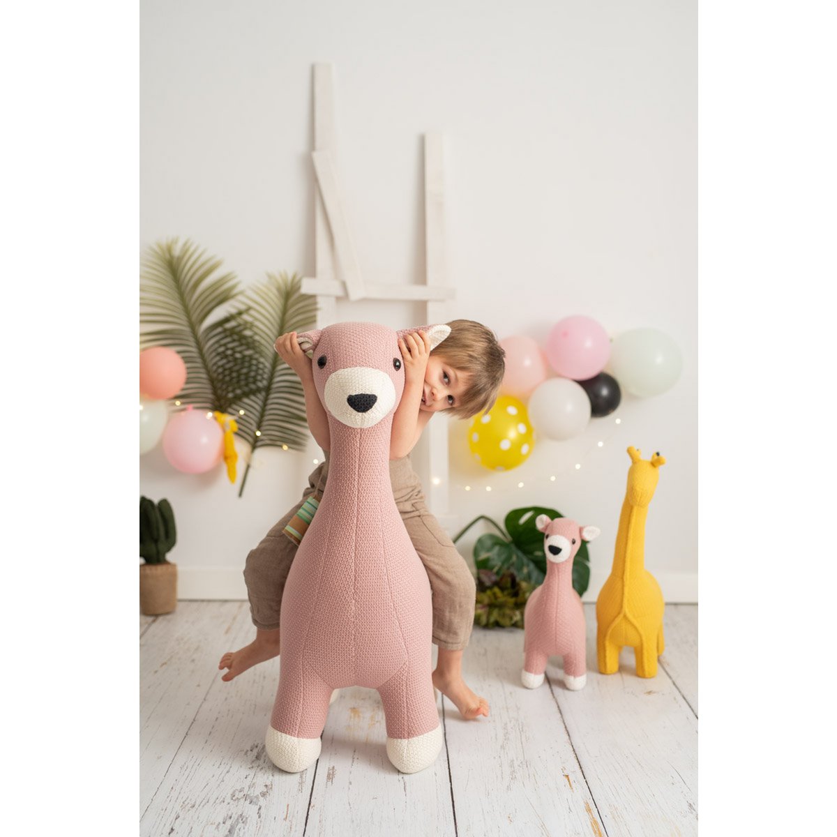 Confezione di peluche cervo 100% cotone rosa