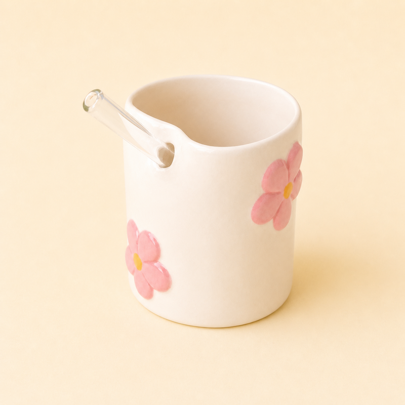 Blomma Ceramic Cup – Handmade Flower Relief – 240 ml