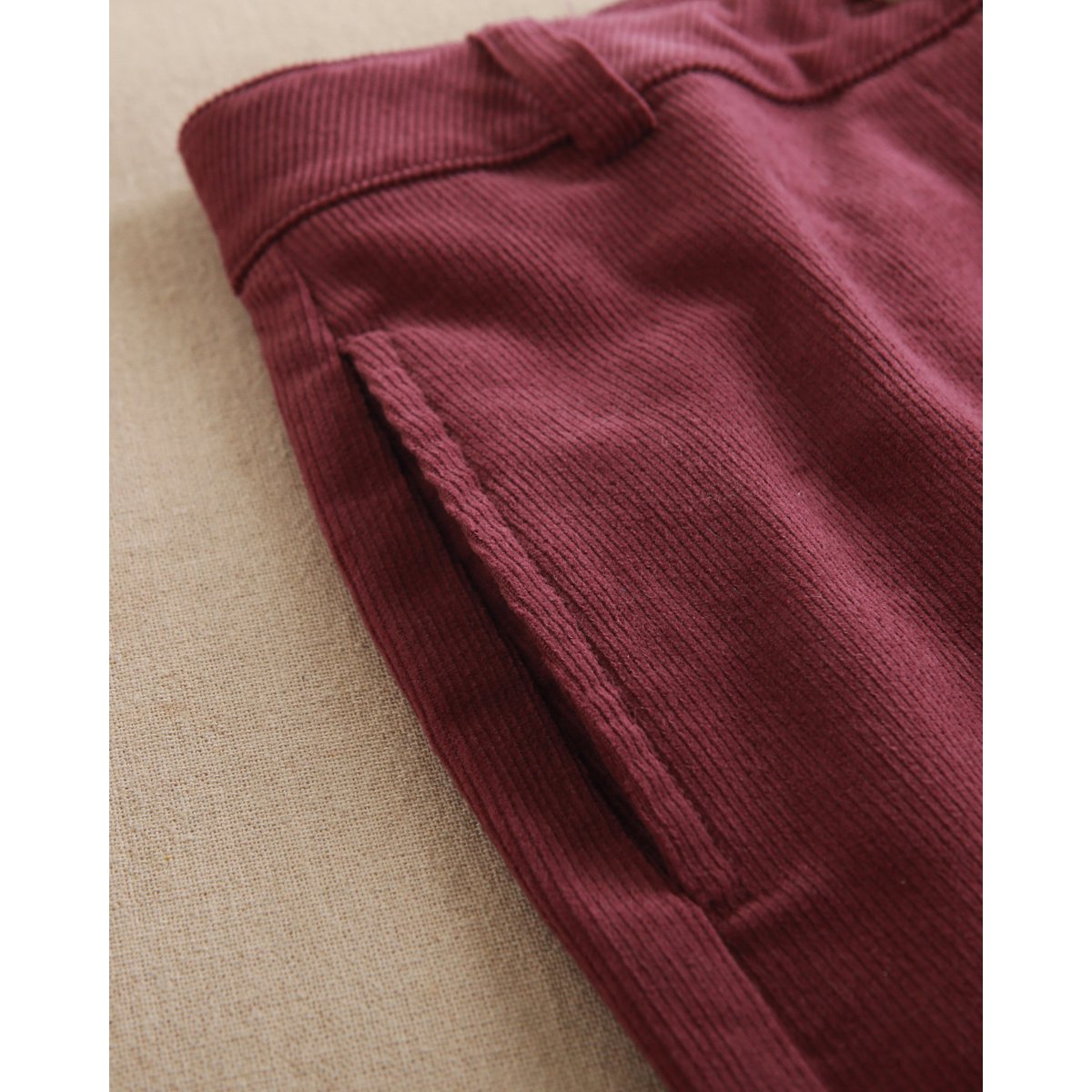 Lange corduroy broek voor meisjes in auberginekleur P80-11604175