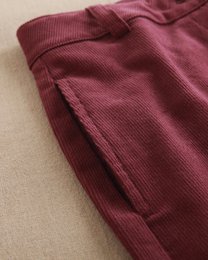 Pantalon long en velours côtelé pour fille couleur aubergine P80-11604175