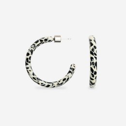 Leopard print hoop earrings with a bold, statement-making design.