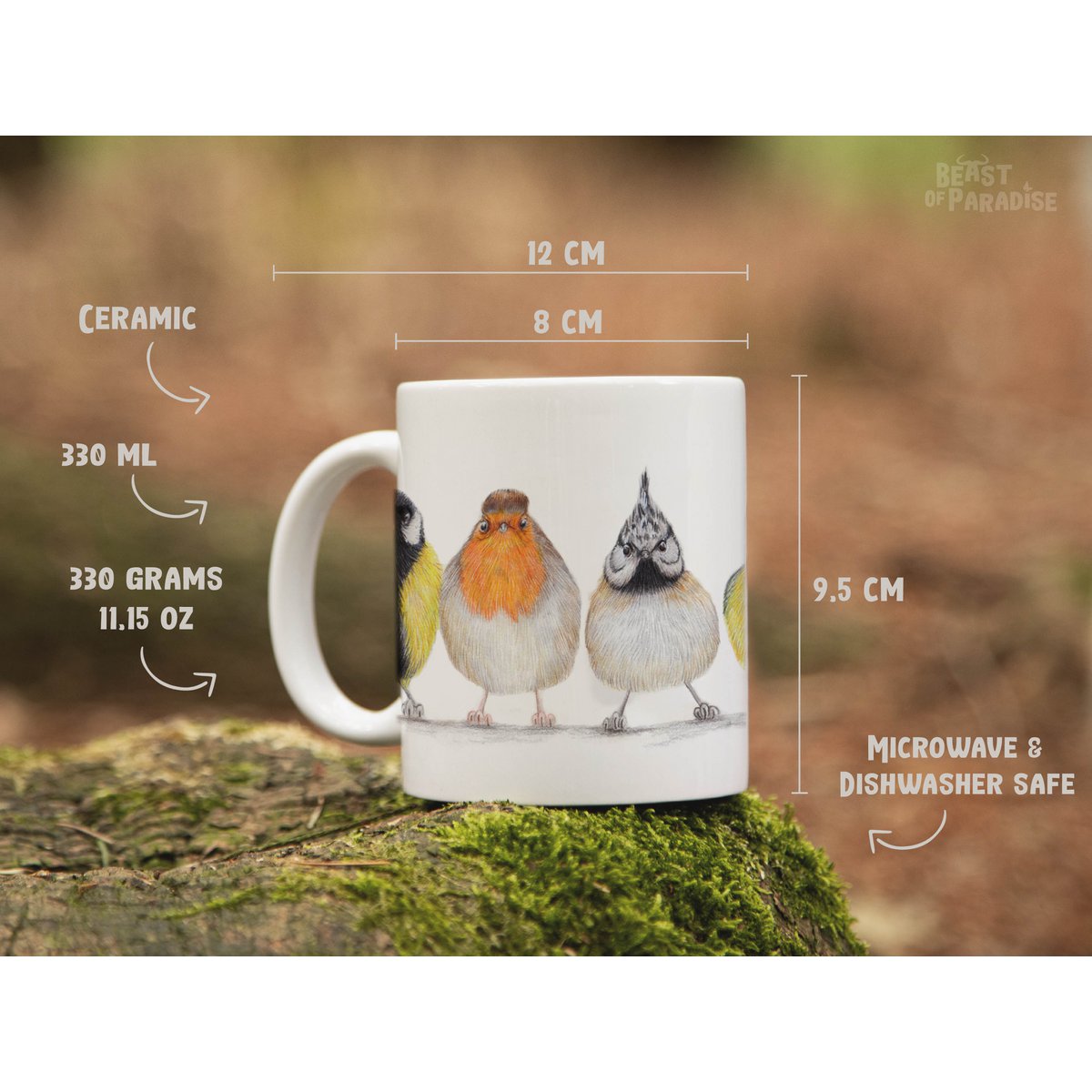 Tazza in ceramica, uccelli europei, tazze divertenti, tazze di animali