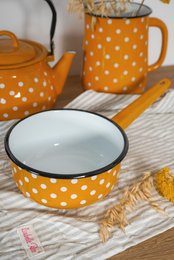 Sos emalii patelnia Polka kropka musztarda 1,5 l Isabelle Rose