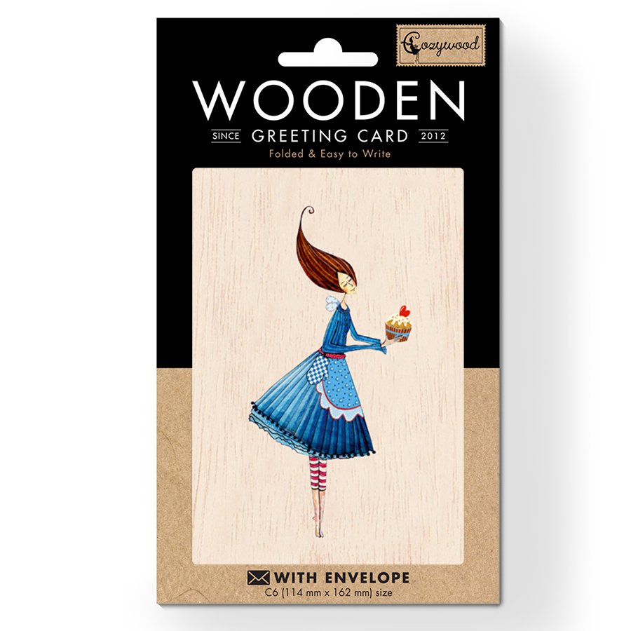 Cupcake Wooden folded greeting card