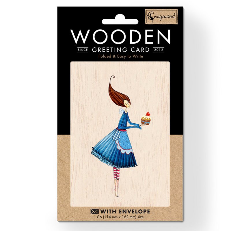 Cupcake Wooden folded greeting card