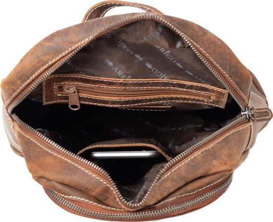 Stylish backpack of natural cognac buffalo leather - robust and versatile backpack, perfect for both daily use and adventurous outings.