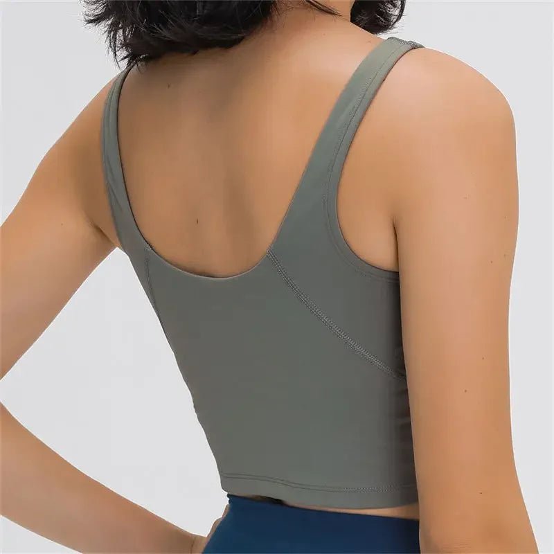 Camiseta sin mangas Nepoagym PASSION con estante, sujetador integrado, Top corto con acolchado extraíble, sujetador deportivo palangre para Yoga y gimnasio