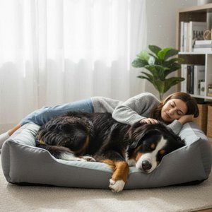 Hundebett für große und extra große Hunde | XXXL 37×51×8 Zoll (95×130×20 cm) | Abnehmbares Bett im Sofa-Stil aus weichem und warmem Samt | Ideal für große und riesige Rassen | Gepolstertes, warmes und bequemes Winterbett | Perfekt für maximale Ruhe u