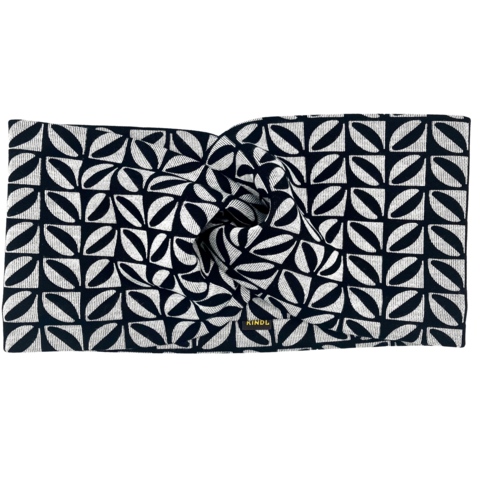 Twist Hoofdband - Ruit Minimalistisch Zwart Wit, Ponte Jersey
