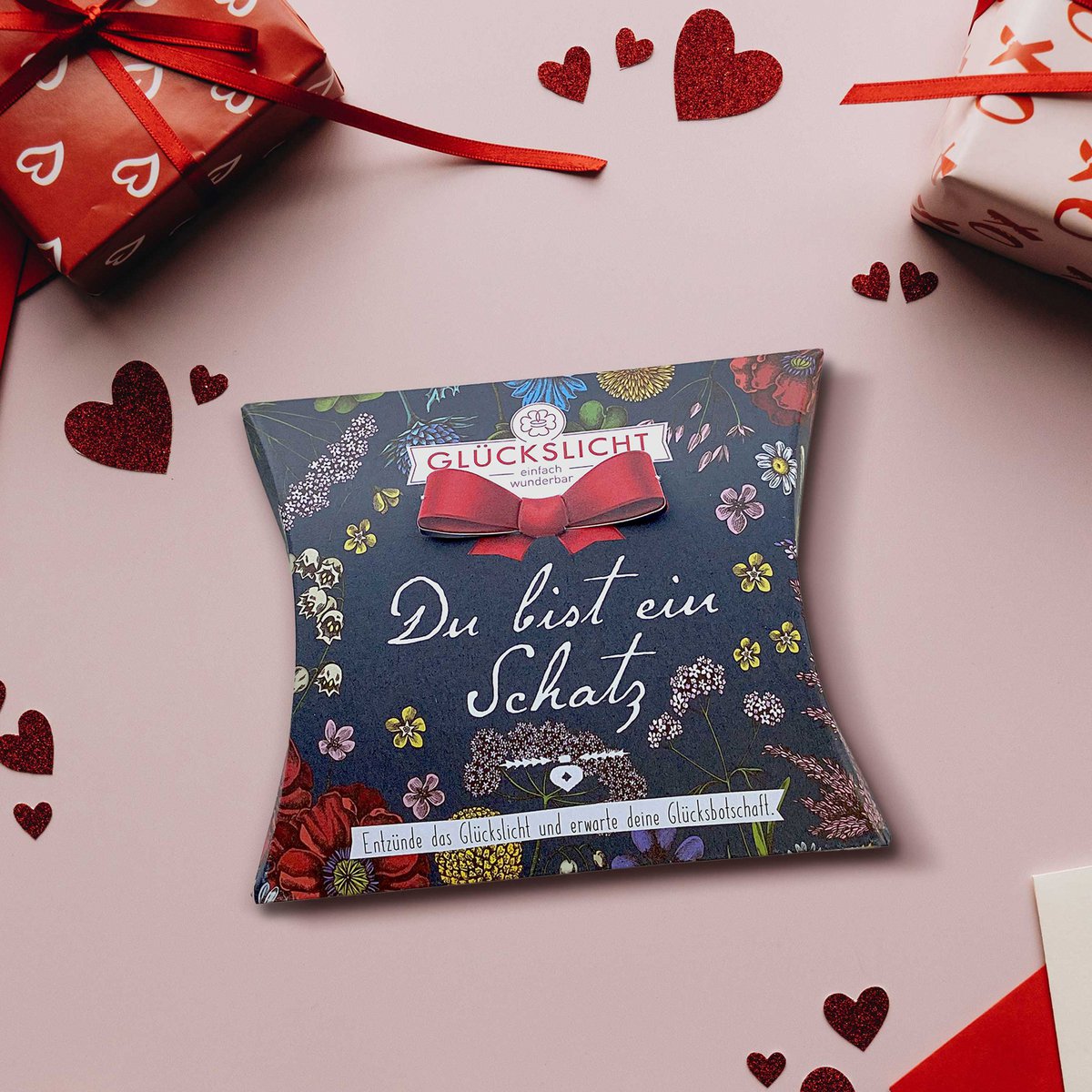 Glückslicht / In der Geschenkbox mit ausgestanzter Schleife 🎀  / Vintage / Du bist ein Schatz