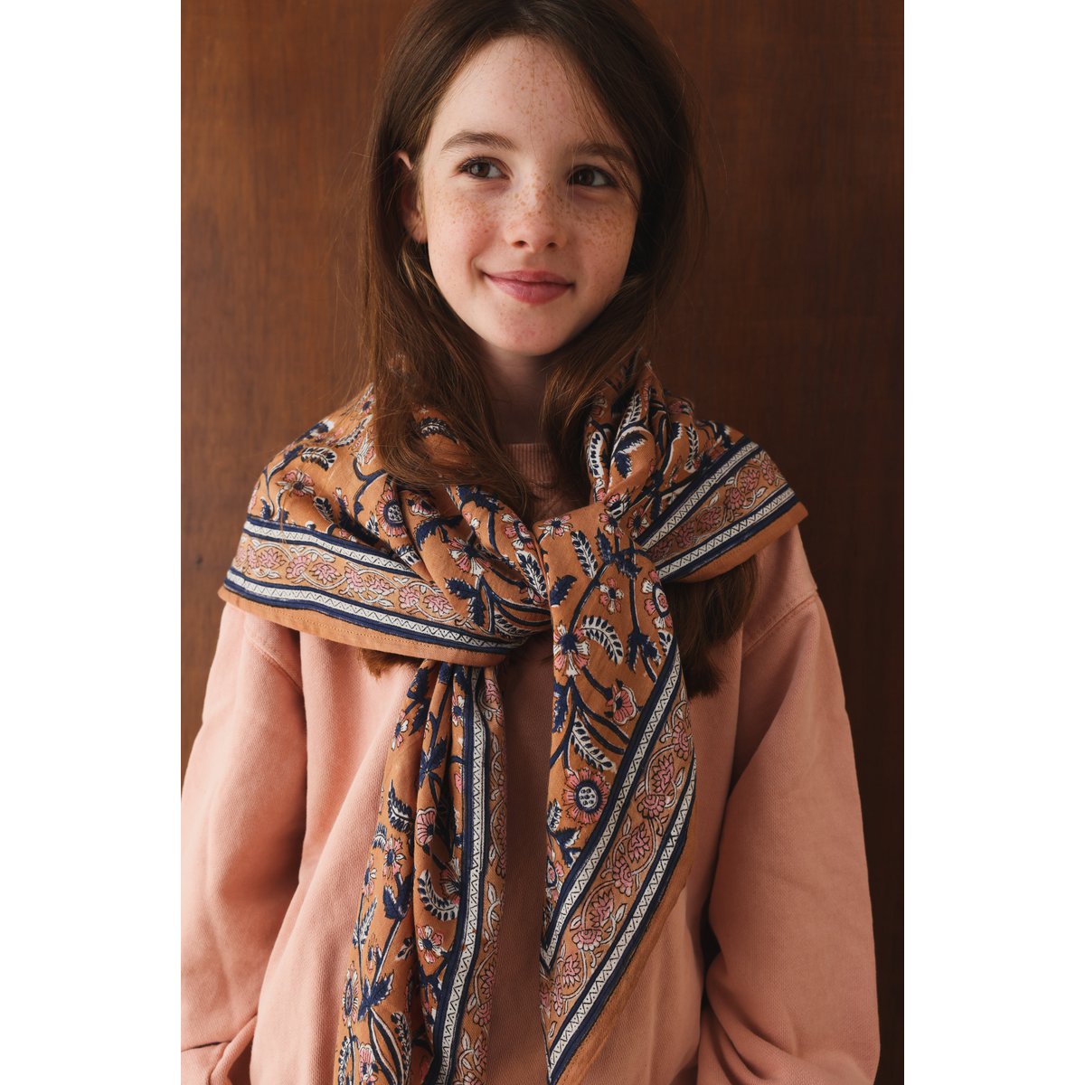 Foulard Adulte Dheli Abricot 100 cm