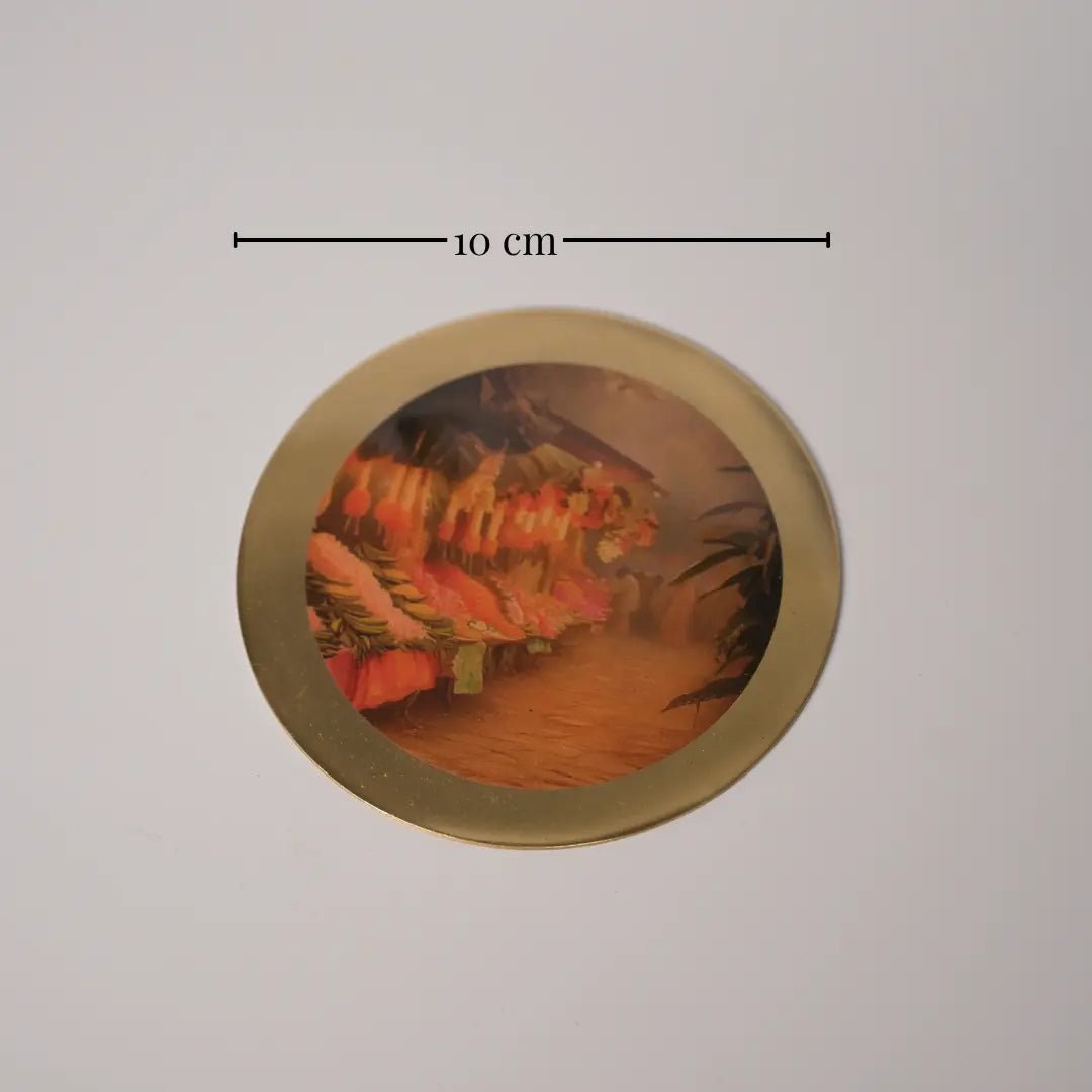 Coasters | Pure Brass Beverage Flower Market Art | Set of 4