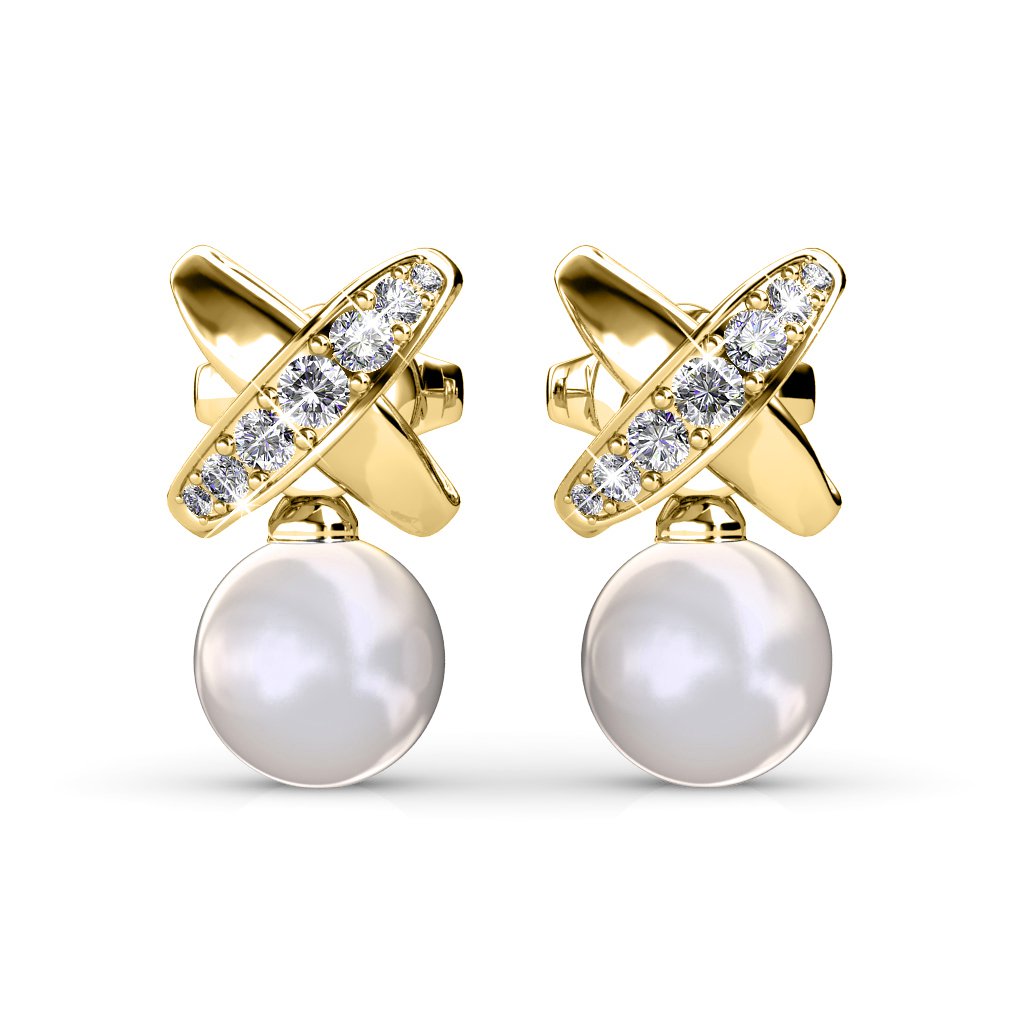 Pendientes Chris Pearl - Oro y Cristal