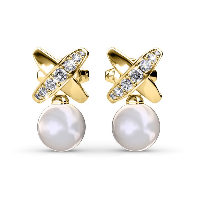 Pendientes Chris Pearl - Oro y Cristal