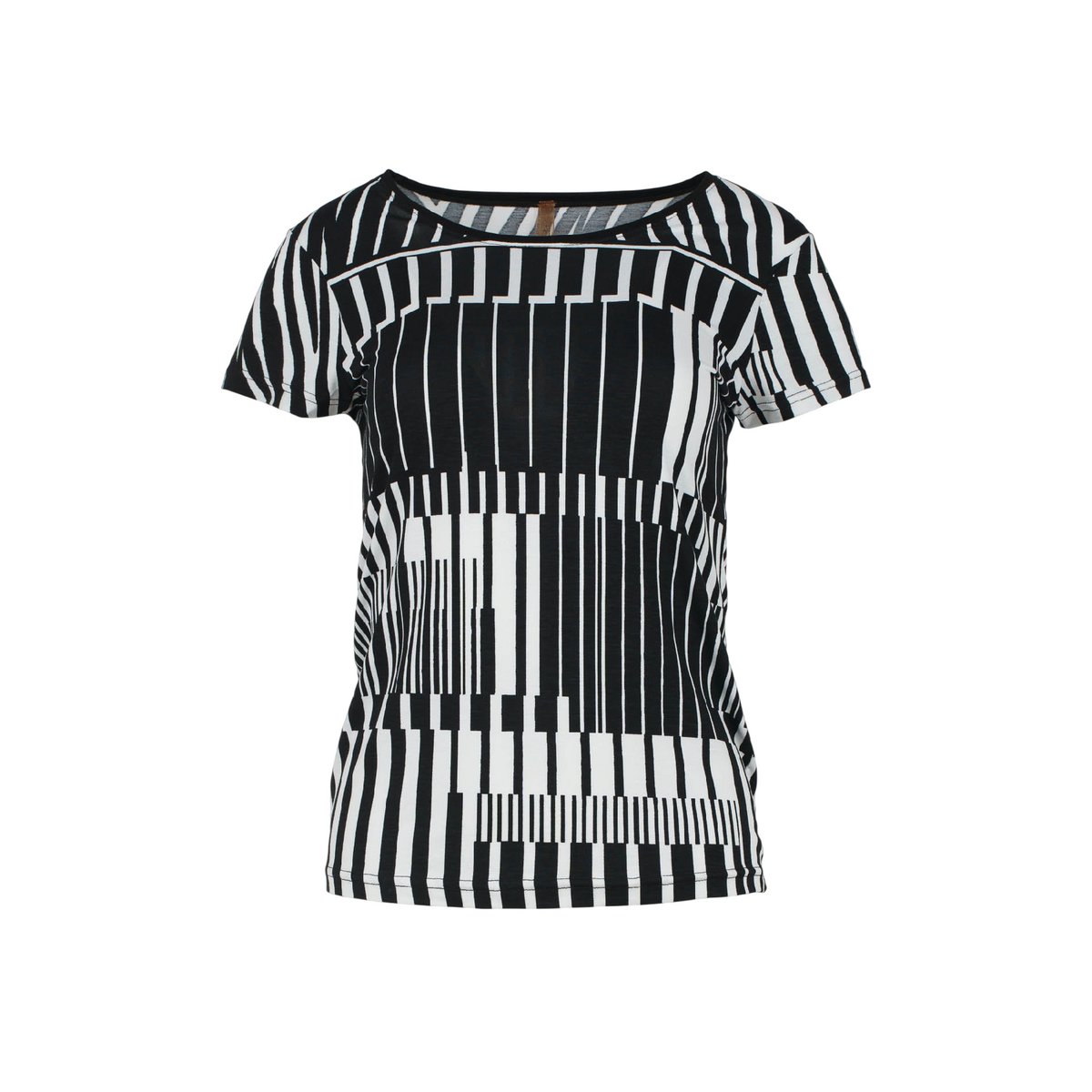 Top negro con detalle de estampado de manga corta