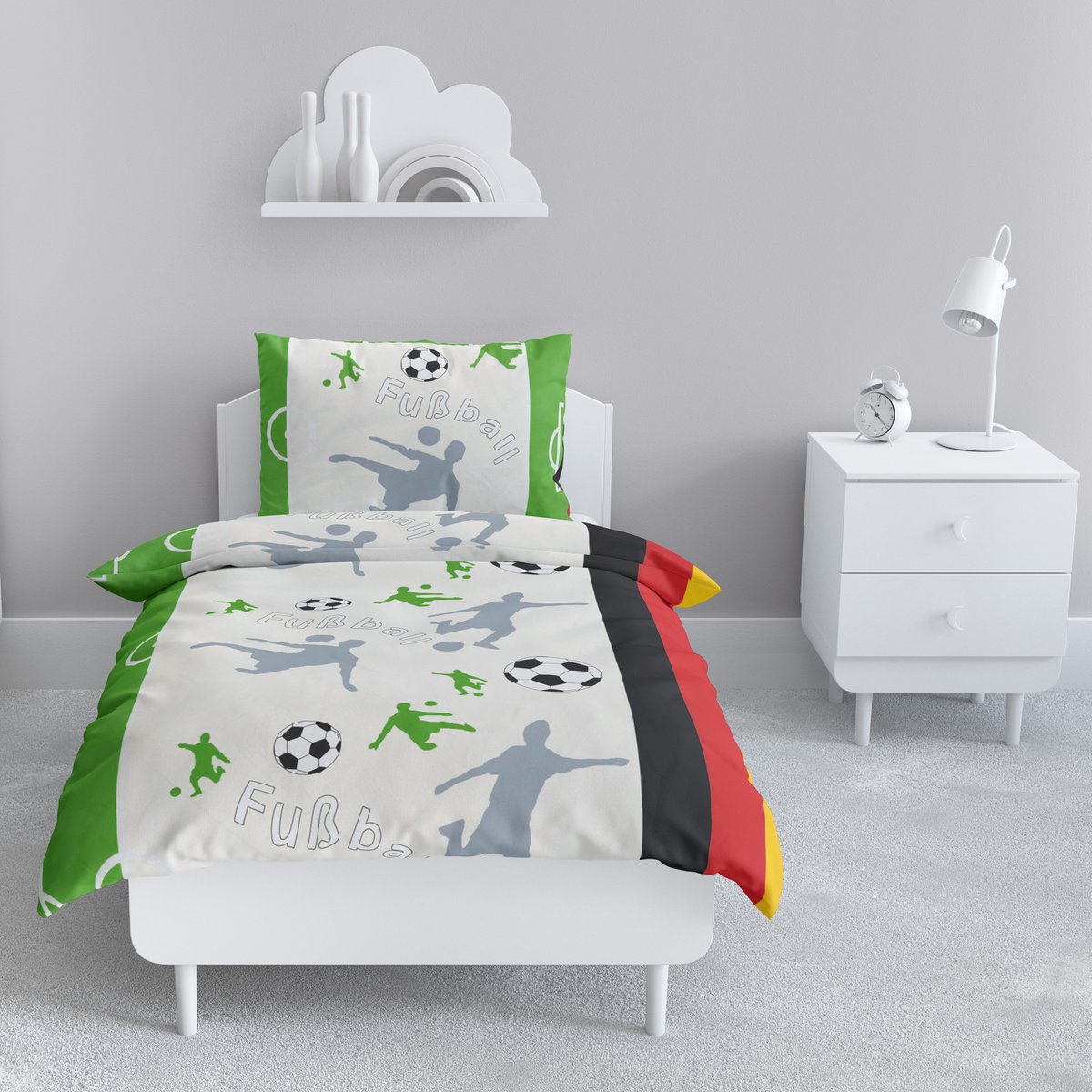 Beaver beddengoedset 135x200cm voetbal in groen
