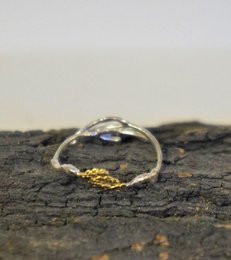 Sølvgrenring, jasmin- og enebærforgyldt sølvring, bladbånd, guld- og sølvsmykker, gave til hende, fødselsdagsgave til kvinder