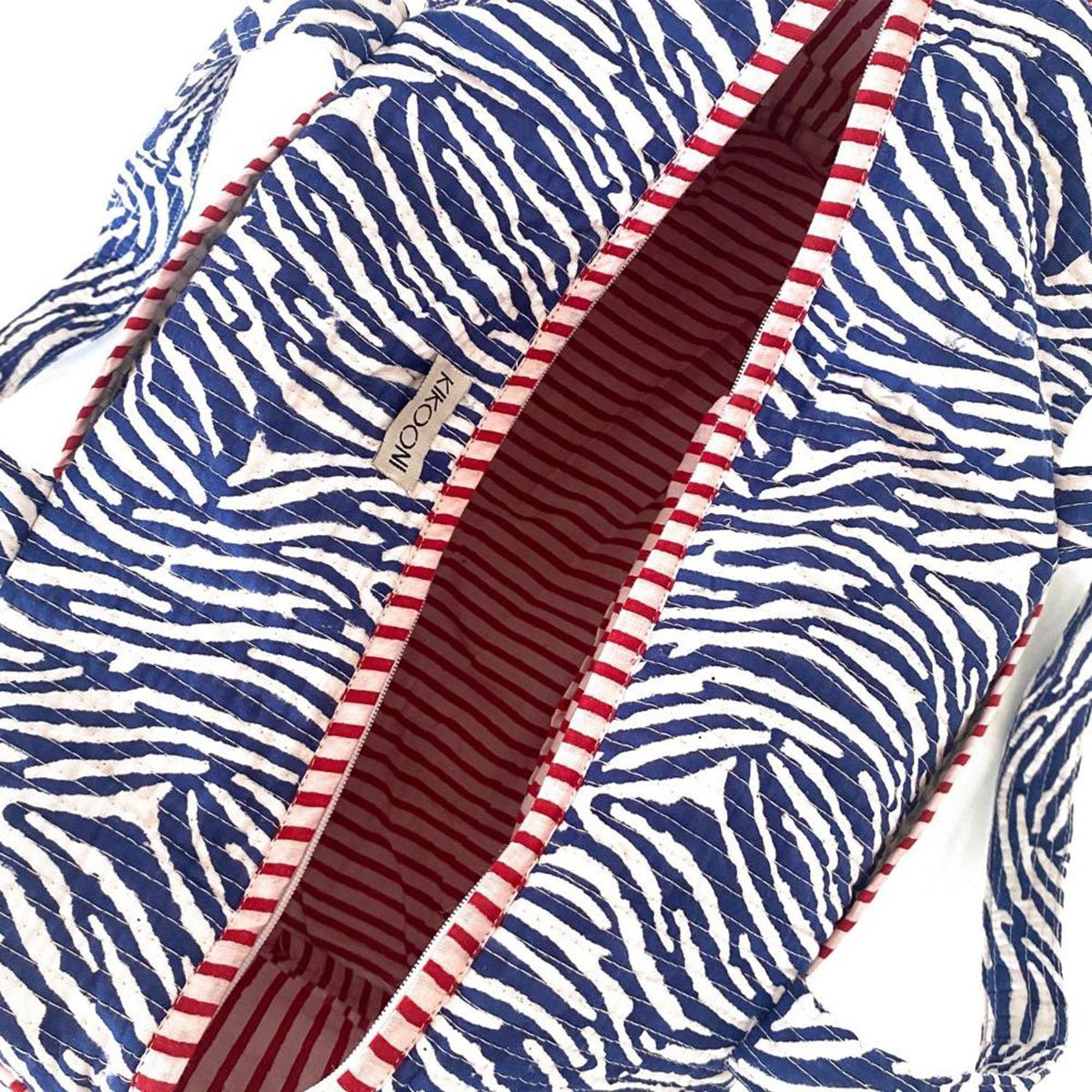 borsa in cotone fatta a mano "zebra blu"