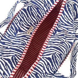 borsa in cotone fatta a mano "zebra blu"