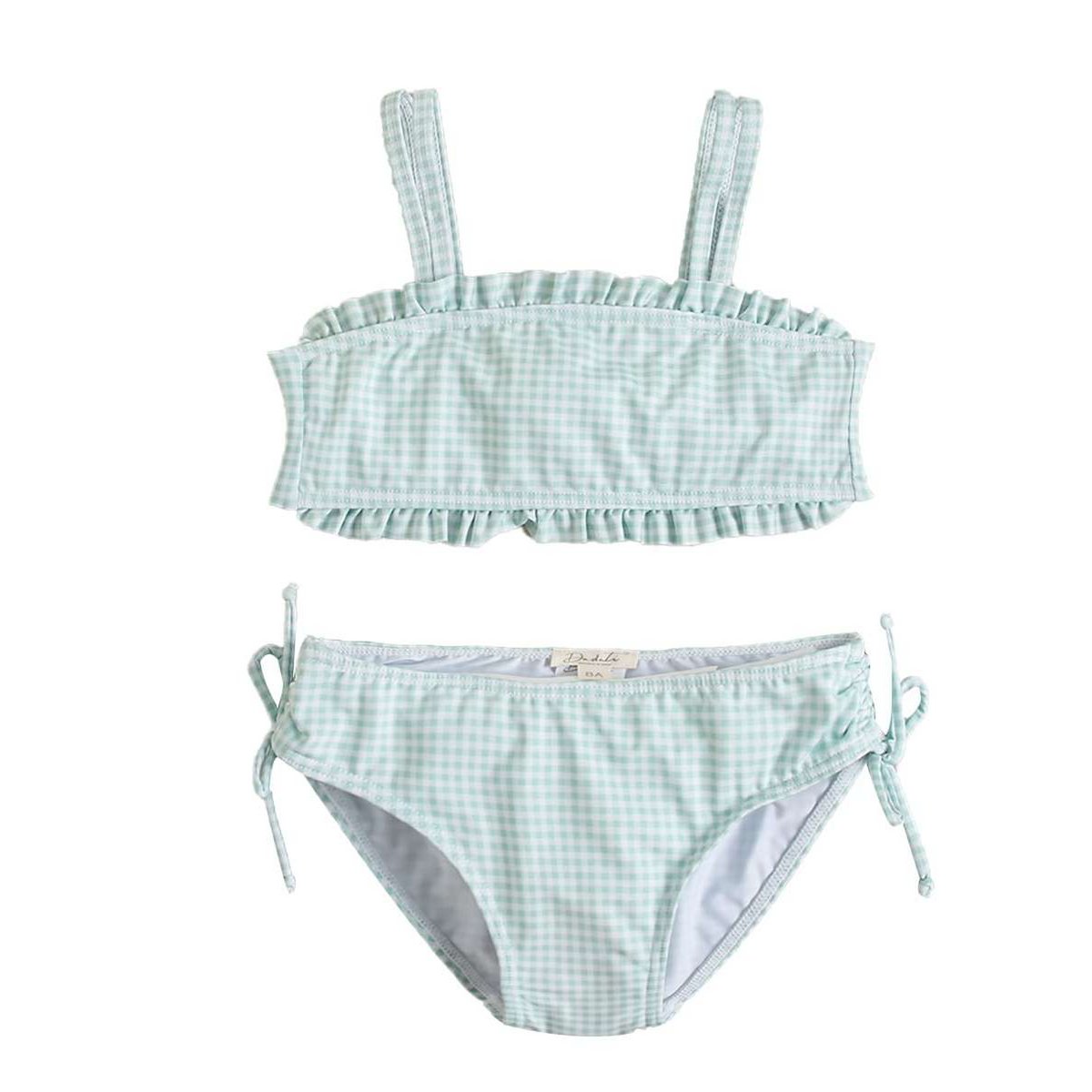 Girl's bikini with double straps and checkered print F07-23201031