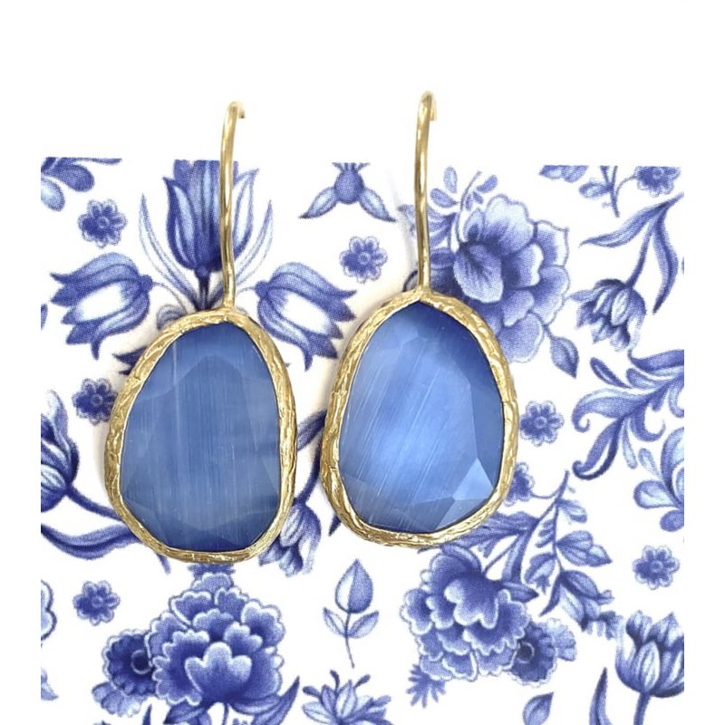 Cateye earrings jeans blue
