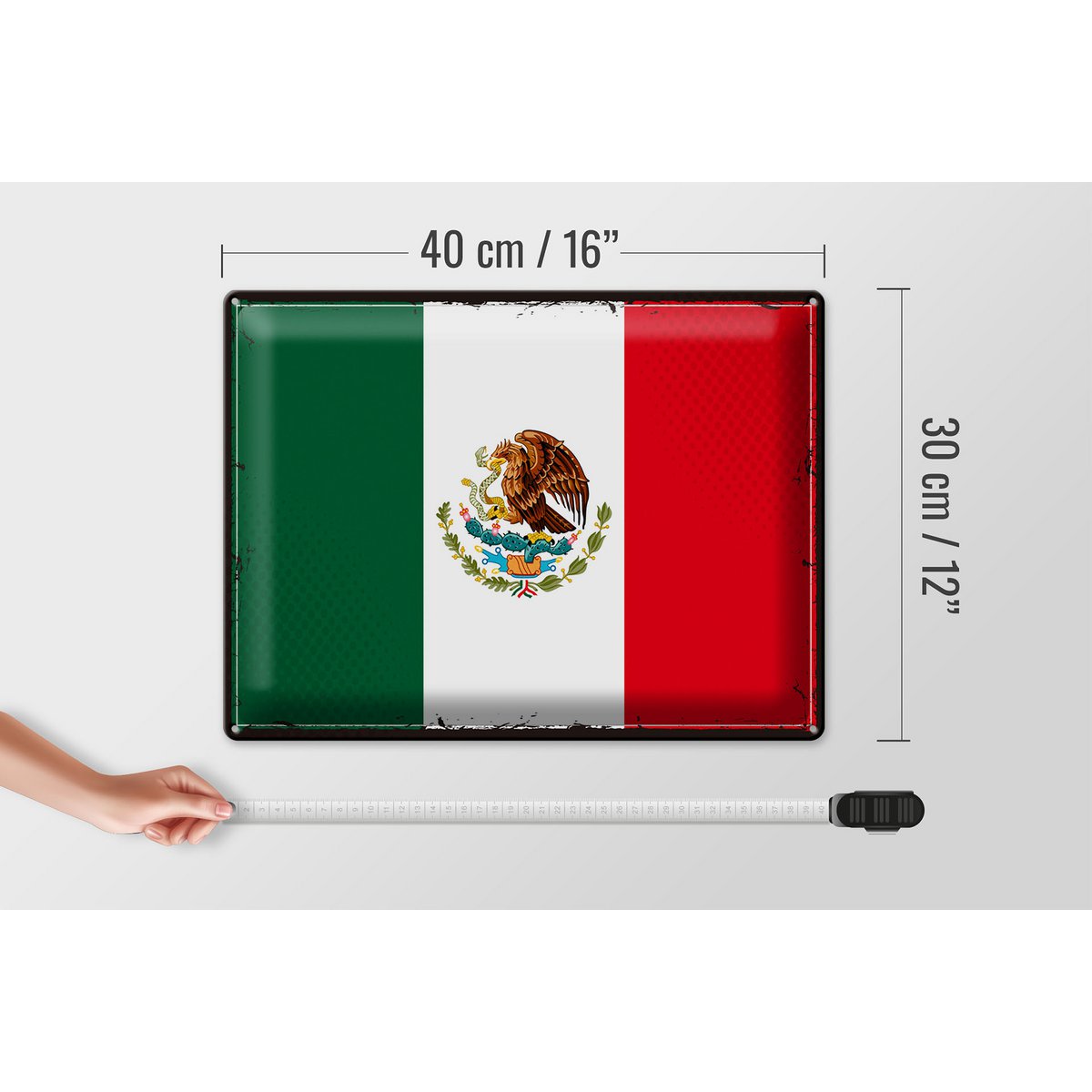 Tin Sign Flag Mexico 40x30cm Retro Flag of Mexico