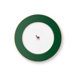 Plate Love Birds Deer Dark Green 21cm