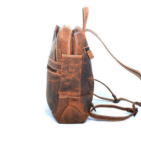 Stylish backpack of natural cognac buffalo leather - robust and versatile backpack, perfect for both daily use and adventurous outings.