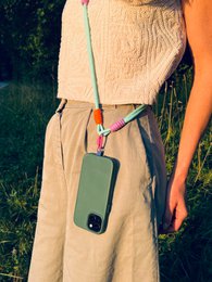 Lange telefoonketting 'LINA' - groen-wit