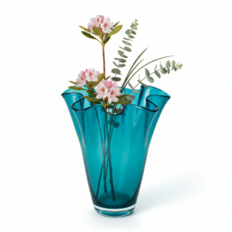 Vaso in vetro ondulato turchese da tavolo vaso in vetro verde 21 x 21 x 30 cm