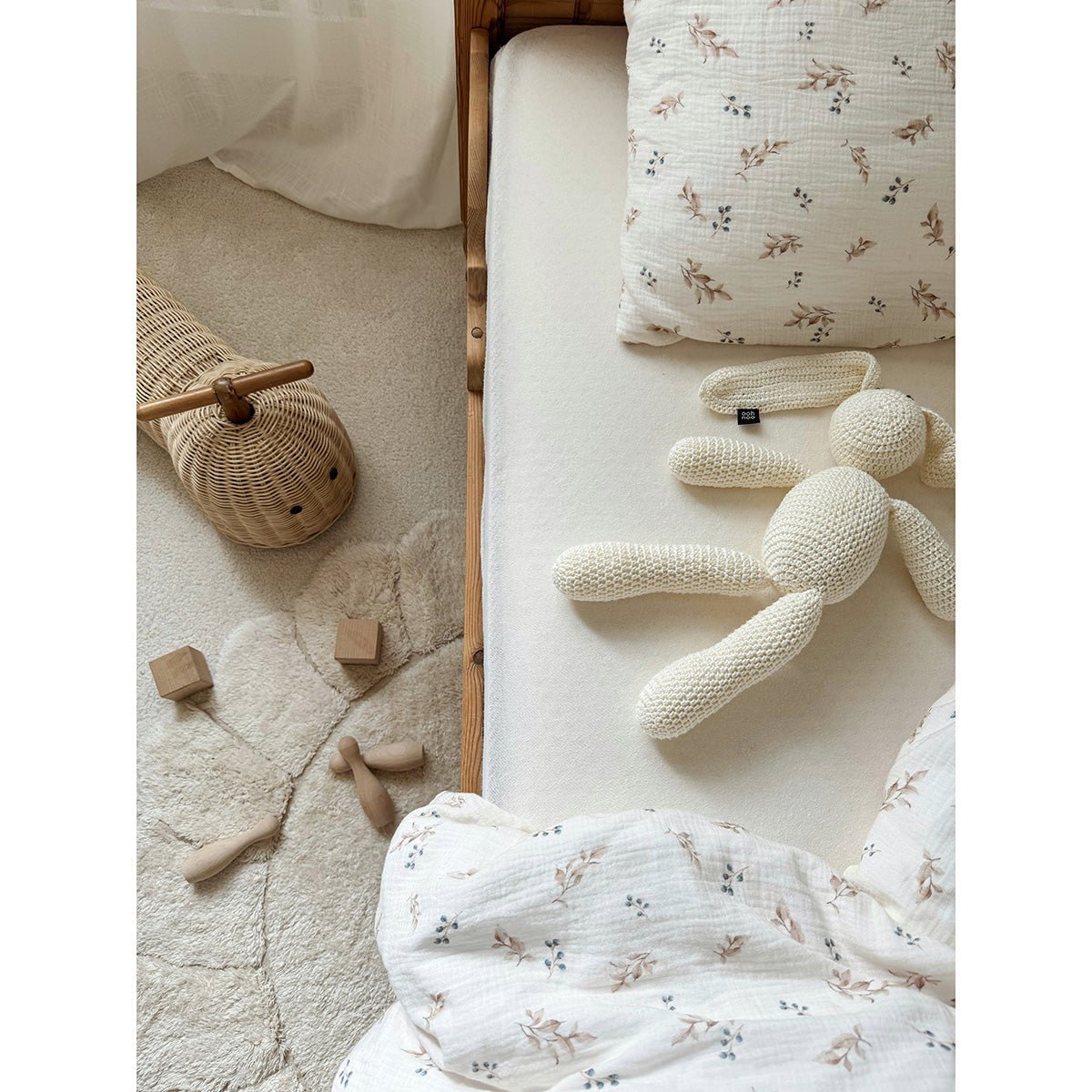 Tapis chambre enfant coton lavable rond finition "pétales" GABRIELLE