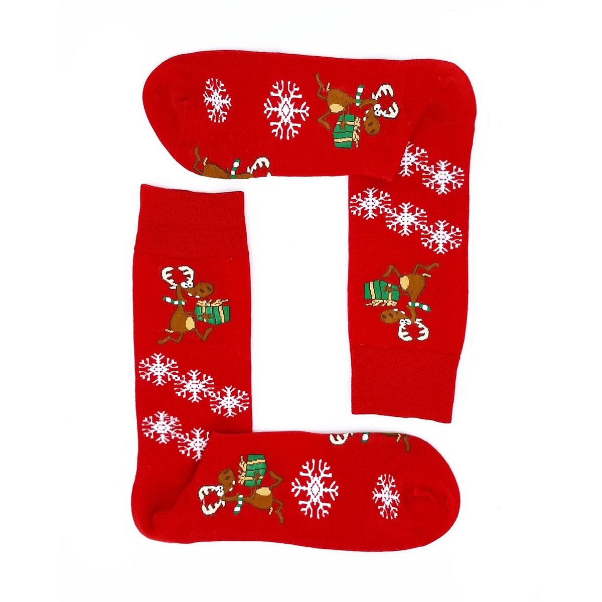 Socks - Red with very happy reindeer