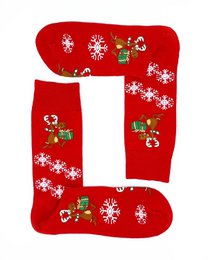 Socks - Red with very happy reindeer