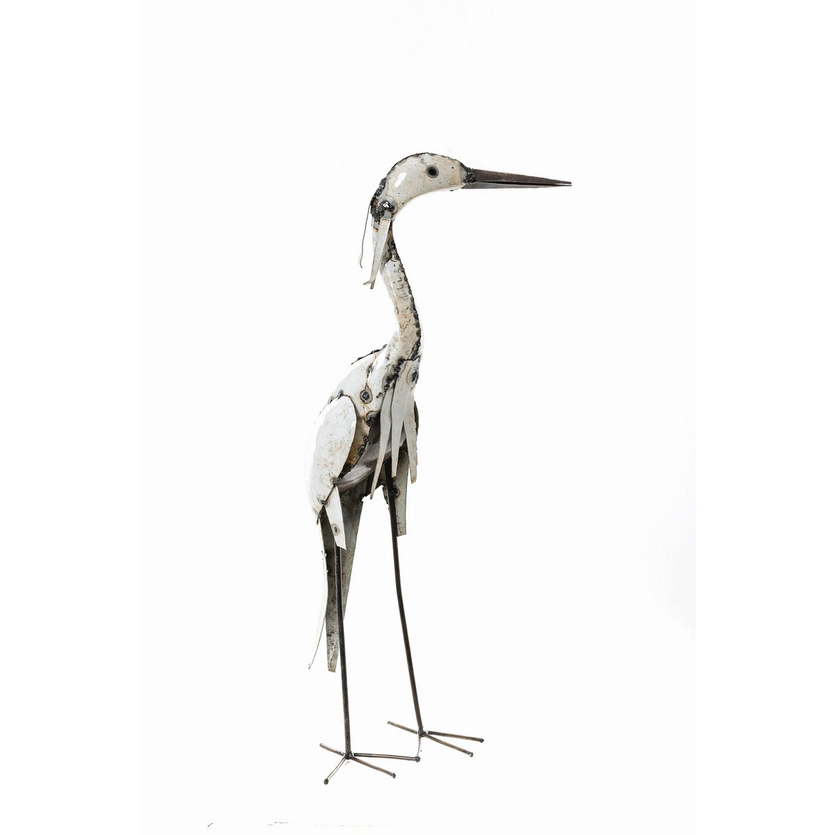 ZIMBA-ARTS METALEN GROTE EFFEN WITTE REIGER