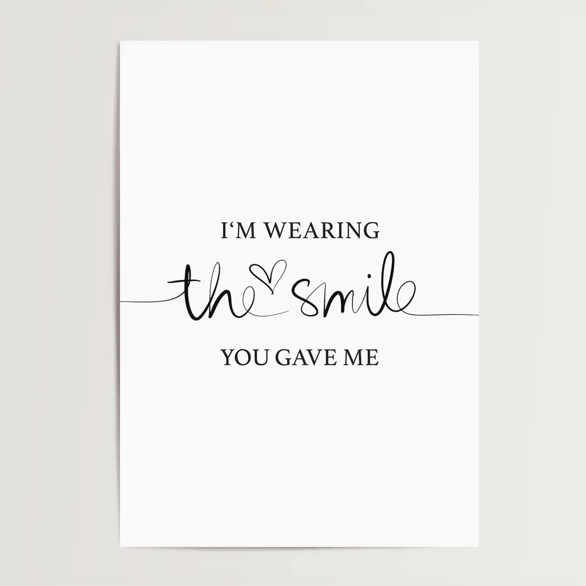 Poster: I'm wearing the smile you gave me