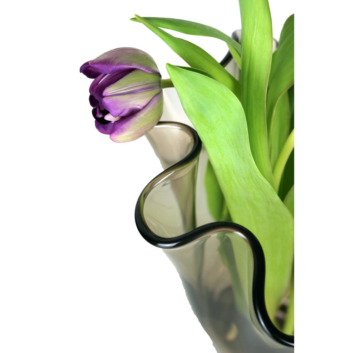 Vase glas bølget brun taupe glas vase bord vase 21 x 21 x 30 cm