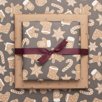 Doppelseitiges Geschenkpapier Weihnachten "Lebkuchen" Weihnachtsplätzchen in Beige und Braun aus 100% Recyclingpapier