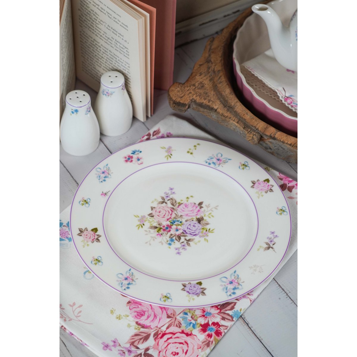 Porcelæn stor plade flora 26 cm isabelle rose