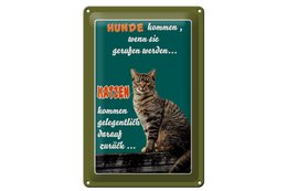 Blikskilt, der siger 20x30cm Hunde kommer, når katte kommer