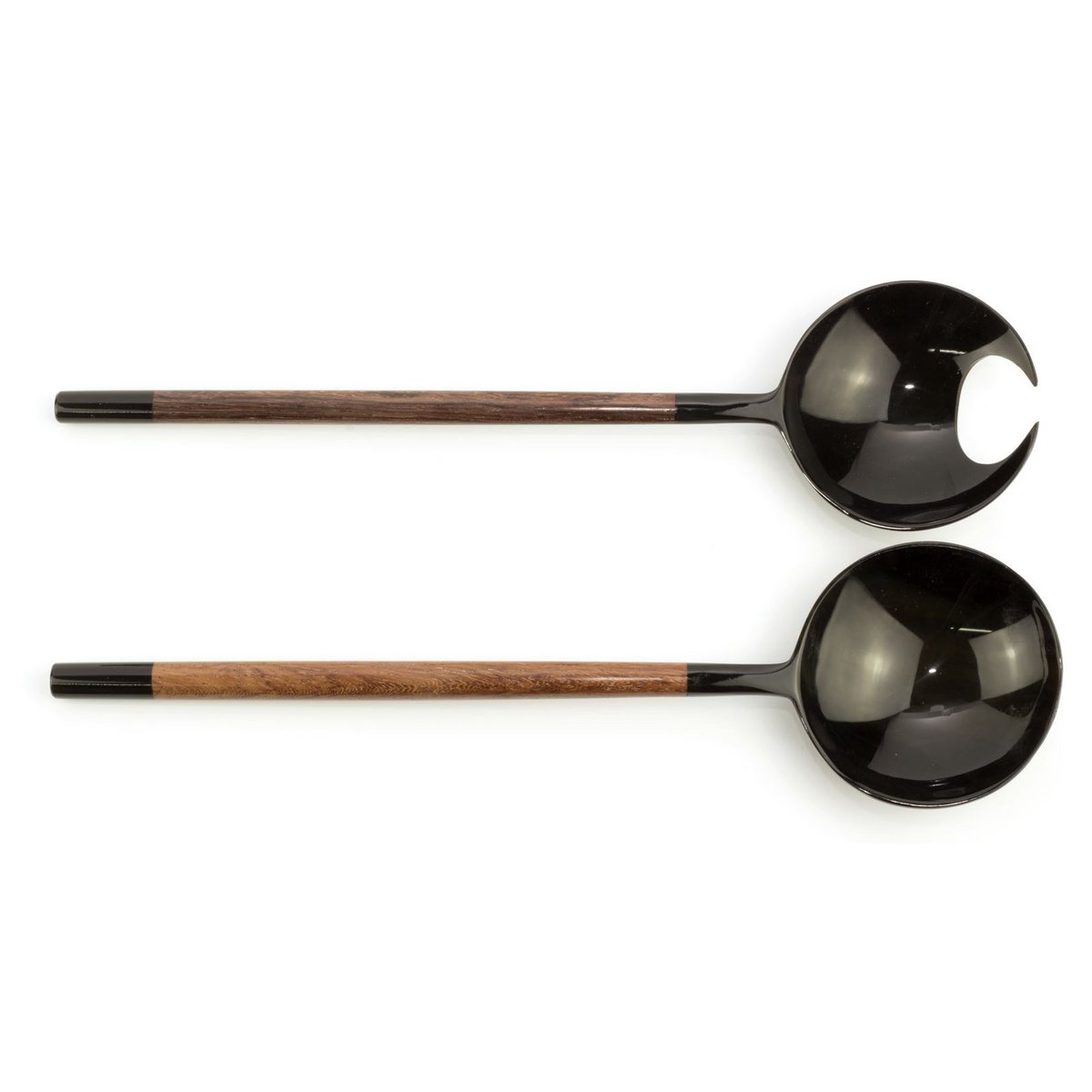 Cubiertos redondos con forma de pinza de cangrejo en cuerno negro y madera
