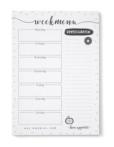 Meal Planner Paper A5 Black White // Notepad Menu Planner
