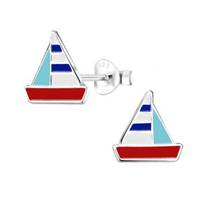 Sterling Silver Sailboat Stud Earrings