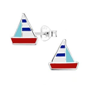 Sterling Silver Sailboat Stud Earrings